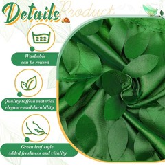Preboun Green Taffeta Leaf Petal 3D Tablecloth 90×132 Inch Rectangle Event
