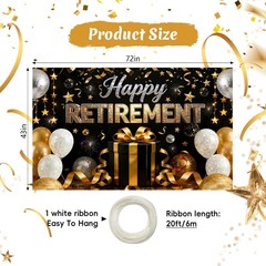 Retirement Party Decorations – Extra Thick Fabric Happy Retirement Backdrop Bann
