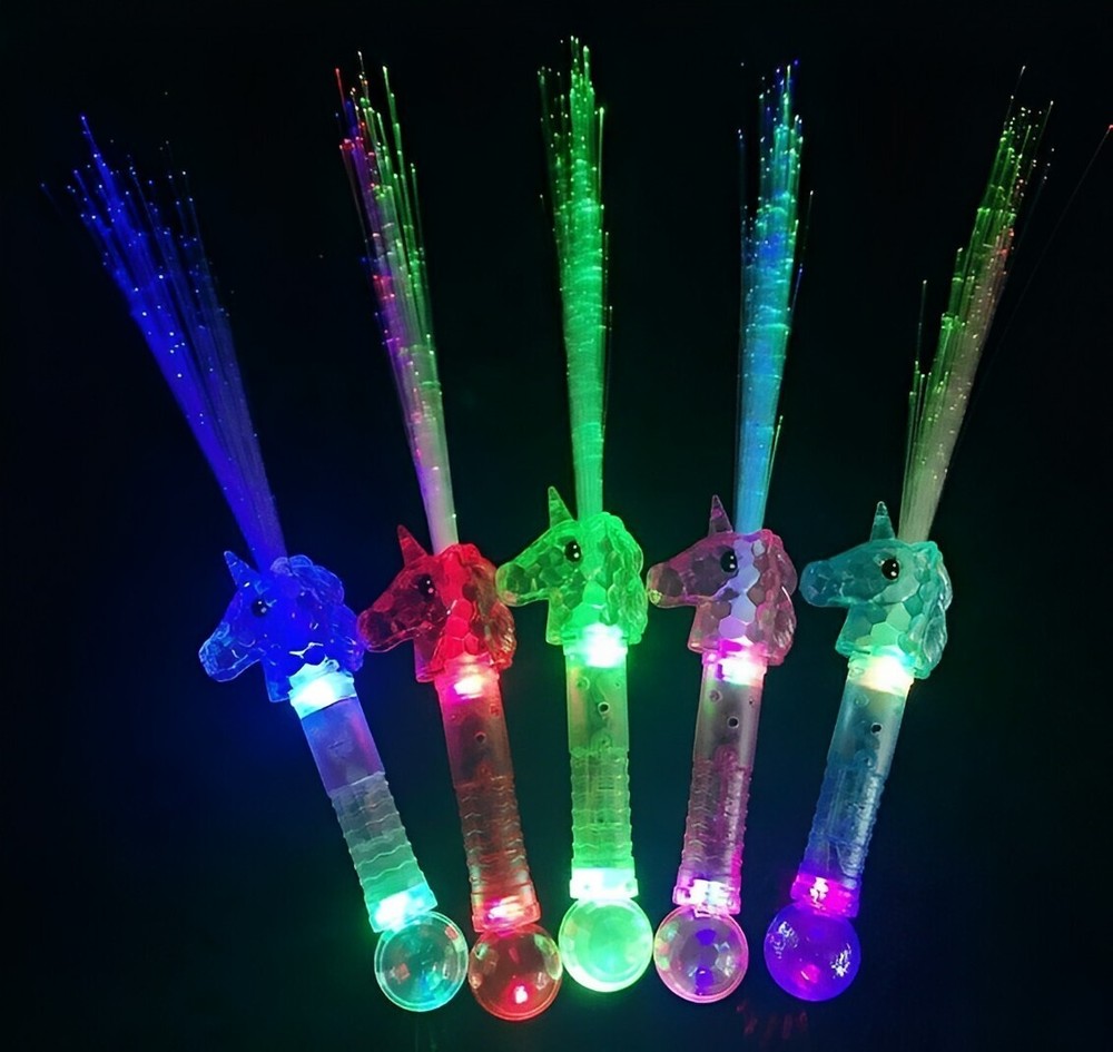 Light Up Unicorn Wand Color Changing Fiber Optic LED Lights Magic Wand , 5 Pack