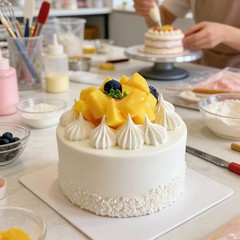 Fake Cake Dessert Artificial Chocolate with Cream Mango Cupcake Faux Food Model
