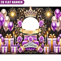 1pc Crown Flower Princess Personalized Birthday Custom Poster Tapestry Banner❀