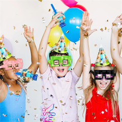 Minecraft Party Decoration Blow Out Hat Glasses Set Pixel Game Birthday Supplies