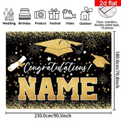 2D Flat Banner 1pc Customizable Name Class 2026 Congrats Grad Party Banner ☋