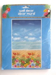 Tropical Blue Ocean W/ Tropical Flowers 42″x72″ Wall/Door Mural Decor Pkg NEW!