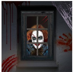 Halloween Window Decorations /Scary Spooky Clown Window Backdrop/party Decor