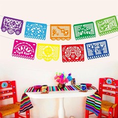 DomeStar Mexican Party Decoration, 18 Feet Plastic Papel Picado Fiesta Banner Ci