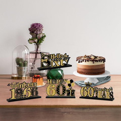 4 Pieces 60Th Birthday Decorations Wooden Vintage 1966 Table Party Supplies, Bla