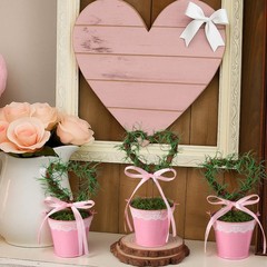 3 Pcs Valentines Day Artificial Heart Topiary Potted Tree Plants Greenery