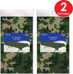 Camo Tablecovers 54” x 108” 2 Pieces – Plastic Table Cloth Military Party
