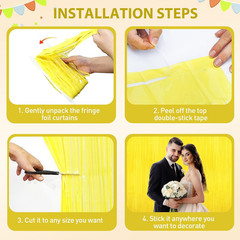 Yellow Tinsel Backdrop Foil Fringe Curtains – 2 Packs Door Streamers Backdrop fo