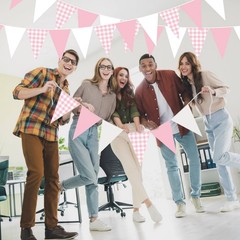 49ft Pink Gingham Party Decorations Pink White Plaid Checkered Pennant Banner…