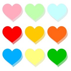 72pcs Heart Paper Cutouts 9 Colors 6 inch Cardstock Classroom Wall Decor