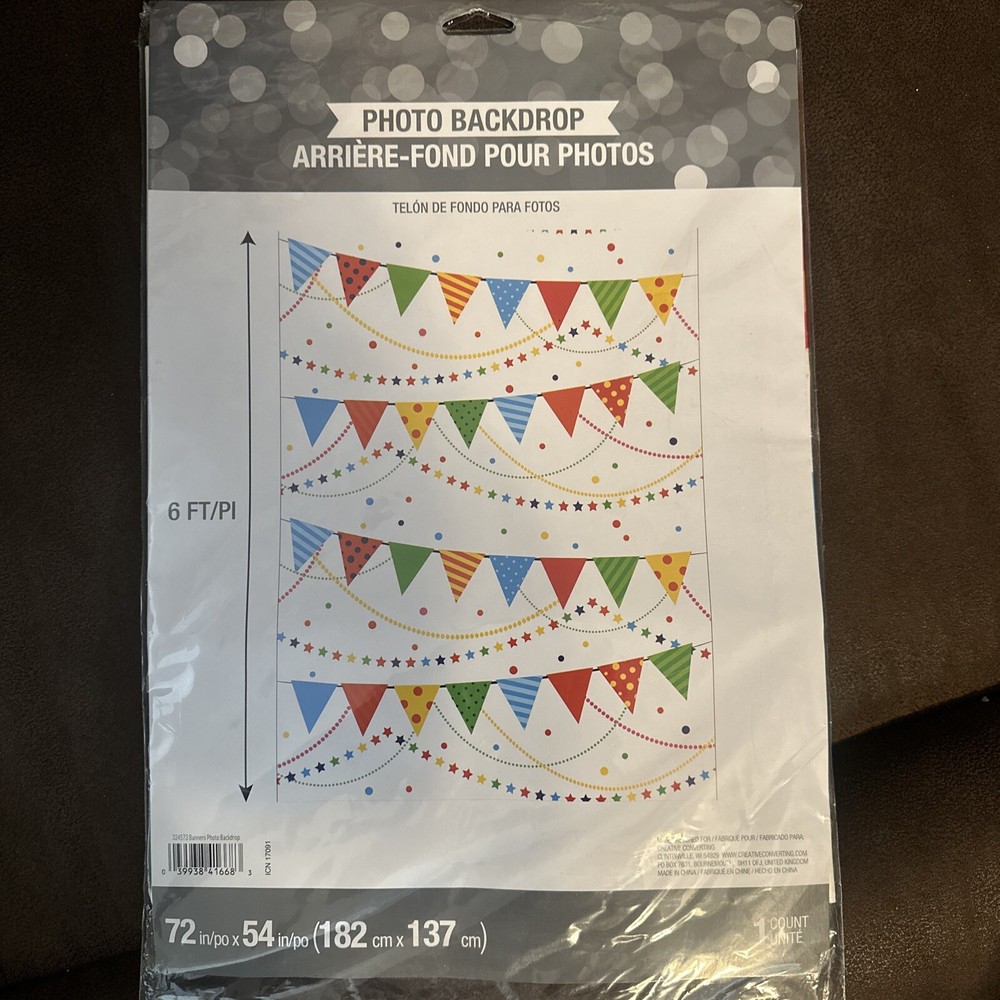 Creative Converting Photo Backdrop, Party Banners, Multi-colored 72×54” 6 Foot