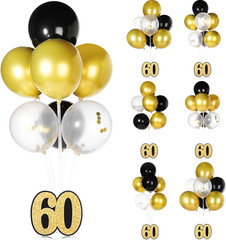 6 Set 60Th Birthday Party Decorations Balloon Centerpieces for Table, Black Gold