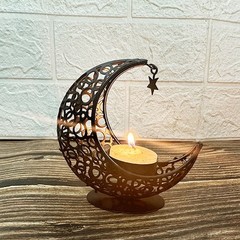 Eid Mubarak Moon Star Metal Candlestick Ramadan Kareem Vintage Candle Holder DY
