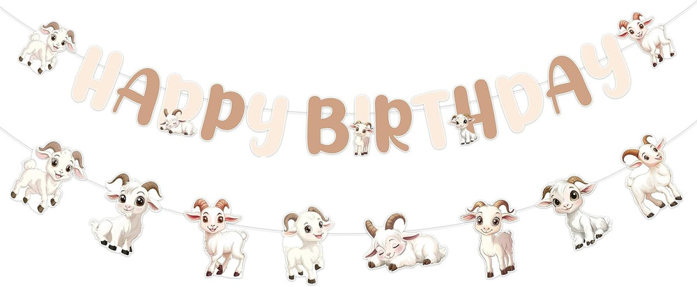 Goat Birthday Decorations, Goat Theme Happy Birthday Banner Farm Animals Theme G