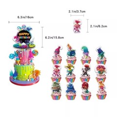 Trolls Theme Birthday Party Supplies Set Balloons Banner Cake Toppers US Stock