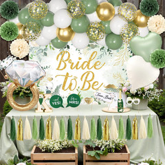 Sage Green Bridal Shower Decorations with Banner, Balloons, and Photo Props