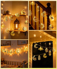 Ramadan Eid Mubarak Lights, Ramadan Decorations for Home 10 Leds Eid Mubarak Str