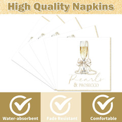 Pearls and Prosecco Bridal Shower Decorations, 50PCS Pearls Bow Champagne Dispos