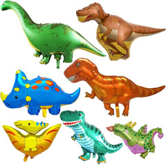7 Pcs Dinosaur Foil Balloons Dino Birthday Decorations 46 Inch Large Mylar Heliu