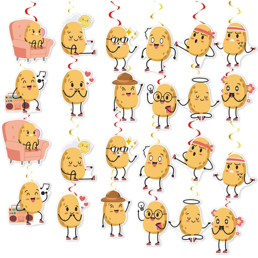 24 PCS Potato Hanging Swirl Decorations for Birthday Party Ceiling Decor
