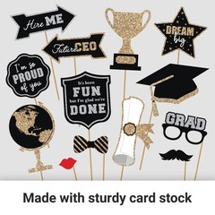 30 PCS Gold Silver Glitter 2026 Graduation Photo Booth Props Party Supplies