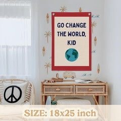 Classroom Decor,Motivational Wall Decor,Go Change the World Kid Linen Canvas Ban