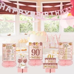 90th Birthday Decorations for Women Pink Rose Gold The Year 1935 Happy 90th B…