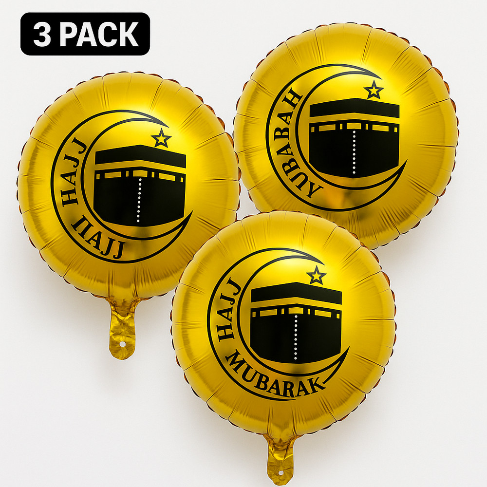 Hajj Mubarak Gold Foil Balloons 3 Pack Islamic Celebration Party Decor balloons