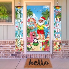 3 Pcs Summer Christmas Party Decorations 35x 71 Inches Christmas Door Cover 1…