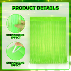 4 Pack Glow in the Dark Curtains Party Supplies 6.6 X 3.3 Ft Glow Tinsel Foil Fr