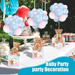 6-Set Baby Shower Bear Boxes & Balloon Decor – Gender Reveal Party Kit