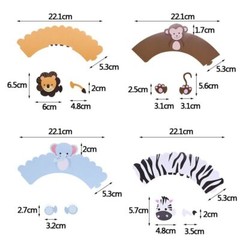 12pcs Cartoon Animal Fox Deer Monkey Cupcake Wrapper Birthday Party Supplies NEW