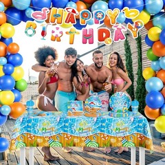 Pool Party Decorations, Summer Beach Pool Themed Birthday Party Supplies with…