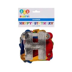 321 Party! Metallic Happy Birthday 4′ Banner