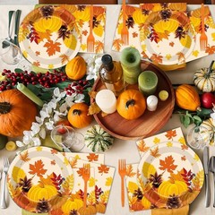 Disposable Thanksgiving Plates and Napkins Set – 200PCS for Effortless Cleanup
