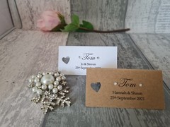 10 x table place name card personalised occasion rustic stationary decor heart
