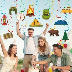 25Pcs Camping Birthday Party Decorations, Camping Party Decorations with Camp…