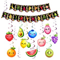 Fruit Birthday Banner Decoration Dancing Fruit Themed Birthday Party Decorati…