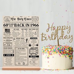 60th Birthday Decorations for Him & Her, Vintage 1966 Table Sign & Acrylic Stand
