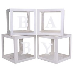 PABUES Baby Boxes with 4 PCS Letters for Baby Shower White Clear Balloon Box …