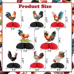 8 Pieces Rooster Honeycomb Centerpieces for Tables – Chicken Farm Theme Birth…