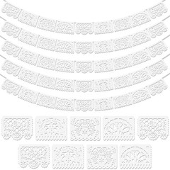 5-Pack 90Ft White Papel Picado Banner for Parties, Weddings, & Fiesta Decor
