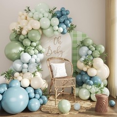 Dusty Blue Sage Green Balloon Arch Kit, 124Pcs Fog Blue Light blue Green Sand…