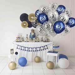 60th Birthday Decorations for Men, 15 Pieces Navy Blue Silver Happy 60th Birt…