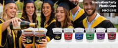 50Pcs Graduation Decorations 2026 Disposable Graduation Cups Congrats Grad Class