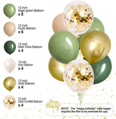Sage Green Birthday Decorations Party Supplies Balloons Banner Pom Poms