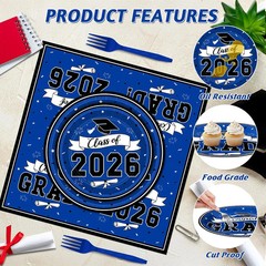 122 Pcs 2026 Graduation Decorations Serves 30, Graduation Party Plates and Napki