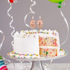 BBTO 60th Birthday Candles Glitter Cake Numeral 1 97 inch, Rose Gold